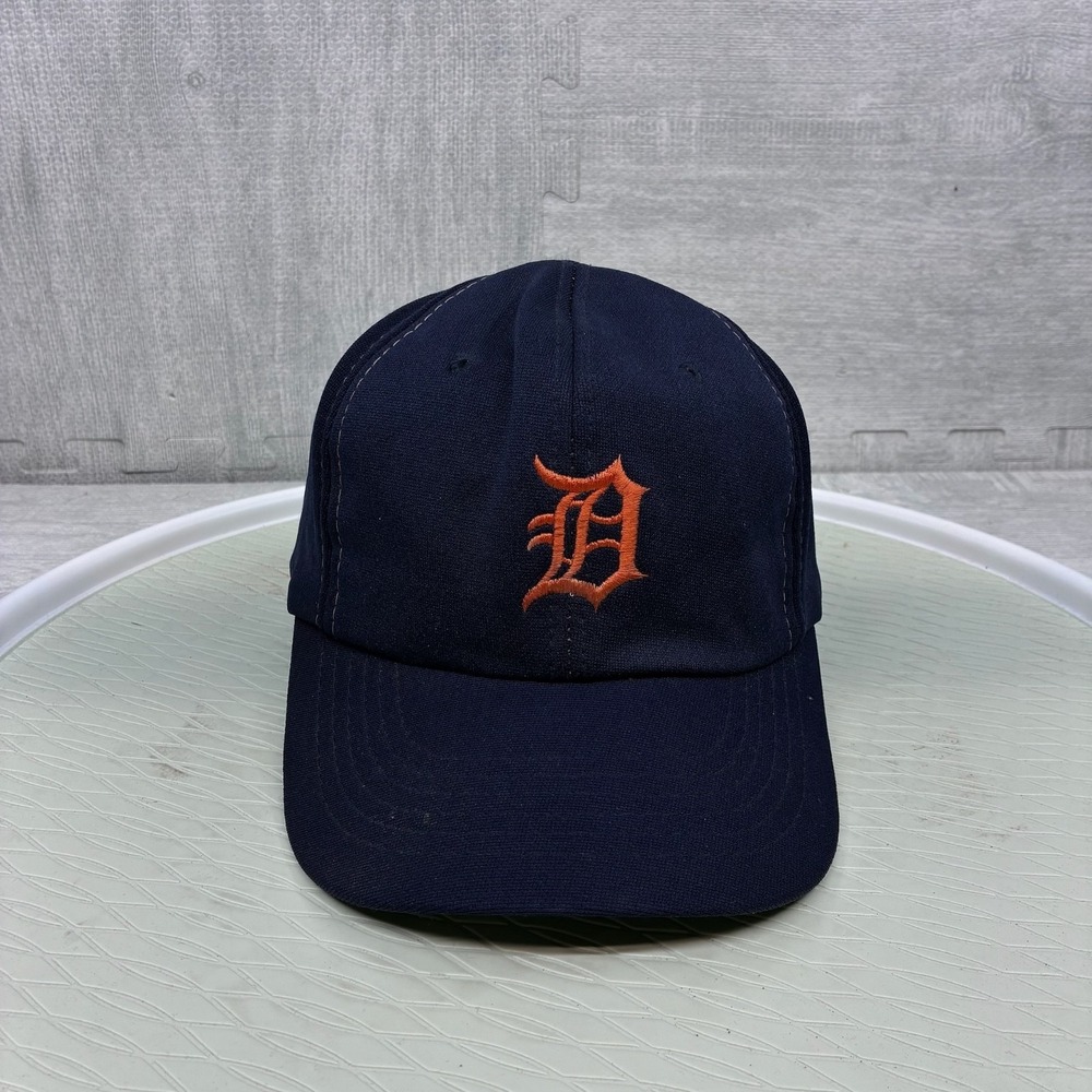 Vintage Detroit Tigers Hat Cap Snapback Navy Blue Logo 80s MLB Baseball